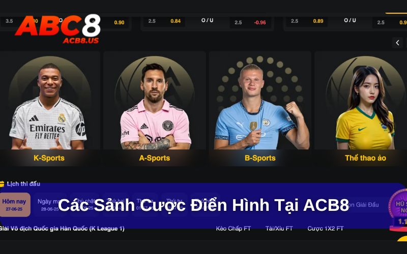 Cá Cược Thể Thao ACB8 Cùng Tham Gia Sự Kiện Hot 2025 Các sảnh cược điển hình tại ACB8